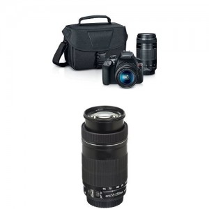 Camera with 18-55mm and EF 75-300mm Zoom Lenses