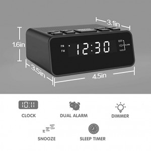 Alarm Clock Radio, Digital FM Radio Alarm Clock for Bedroom 