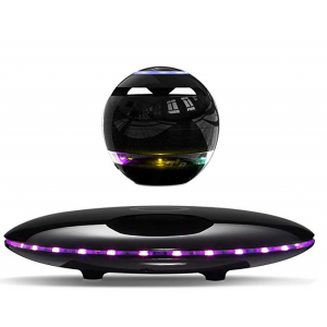 Magnetic Levitating Speaker Bluetooth 4.0 LED Flash Wireless Floating Speakers with Microphone and Touch Buttons (Black) 