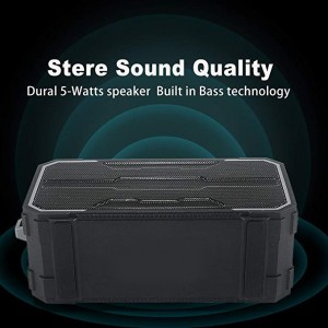 Portable Bluetooth V4.2 Wireless Speaker, HiFi 10W Driver IPX6 Waterproof Outdoor Stereo Speaker with Built-in Mic and AUX/SD Input for Home, Shower, Beach, Party, Travel (Black)