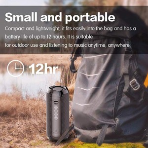 Portable Wireless Outdoor Bluetooth Speaker Dual 10W Drivers , Enhanced Bass, Built in Mic, IPX7 Waterproof, Beach, Shower and Home (Black)