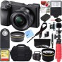 Mirrorless Camera w/16-50mm Power Zoom Lens + 32GB Accessory Bundle + DSLR Photo Bag + Extra Battery + Wide Angle Lens+2x Telephoto Lens + Flash + Remote + Trip