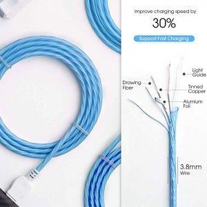  Charging Cable 2 Pack 3FT 3FT Charger with Visible Flowing LED Light Compatible iPhone X/8/8plus/7/7plus/6/6plus/6s/6s plus/5/5s/iPod/iPad Series (Blue/White)