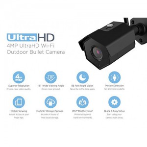 Amcrest 4MP IP Camera WiFi UltraHD Wireless Outdoor Security Camera Bullet - IP67 Weatherproof, 98ft Night Vision, 4-Megapixel (2688 TVL), IP4M-1026 (Black)